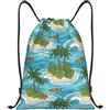 Zelinge Zaino con coulisse, sacca da palestra, Funghi Blu Art, S (14 x 16.9 inch), Sportivo