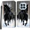 PHINIENLAND Cover per Xiaomi Redmi Note 15 Pro 5G custodia portafoglio Cavallo nero | 3 scomparti carte, 1 tasca banconote, Chiusura magnetica, Supporto, Pelle PU flip cover per Redmi Note 15 Pro 5G