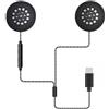 PureBowlic Cuffie cablate di tipo C con microfono per casco da moto, auricolari ad alta fedeltà con controllo in linea per sci e equitazione, cavo per chiamate musicali, nero