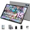 SUAAT Tablet 10 pollici Android 15 Octa Core con 64 GB RAOM +2 TB TF | 5G + 2.4G WiFi | FHD | GMS | 8 MP + 5 MP | Tipo C, Tablet Touch con custodia, tastiera e mouse - Grigio