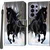 PHINIENLAND Cover per Samsung Galaxy S26 Ultra custodia portafoglio Cavallo nero | 3 scomparti carte, 1 tasca banconote, Chiusura magnetica, Supporto, Pelle PU flip cover per Samsung S26 Ultra