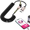 Generico cavoAudio USB Tipo C - Adattatore cavoAusiliario Retrattile, Connettore Jack Maschio Per Cuffie Da 3,5 Mm, cavoIntrecciato Resistente Per Smartphone, Tablet, Laptop, Autoradio | Accessorio Per La T