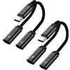 Apitiong Adattatore e ricarica per cuffie USB C, Adattatore audio ausiliario per cuffie per caricatori PD60W a doppio cavo C Compatibile con Samsung Galaxy S23 S22 S21 S20 Note 20 Huawei Mate 20(2 pezzo/nero)