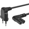 TECHZOCO Cavo di alimentazione IEC-320 C7 angolare, Cavo di alimentazione Tipo C Euro, Sezione 0,75 mm², Compatibile con Samsung, Philips, LG Sony Sharp Panasonic LED TV Sky TV, Sky High Tech TV PS4