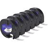 LEYF 6 nastri per etichette, compatibili con Dymo 91200, 12 mm x 4 mm, per Dymo LetraTag LT-100H, LT-100H Plus, LT-100T, LT-100T Plus, 2000, QX50, XM, XR, impermeabile, nero su bianco