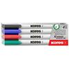 Kores - K-Marker W1: Pennarello Colorato per Lavagna Bianca con Punta Fine, inchiostro pulibile a secco e Inodore, Ideale per la Scuola e l'Ufficio, Set di 4 Colori Assortiti