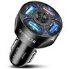 HORJOR Caricatore Auto USB Cellulare 4 Porte, Accessori Caricabatterie Presa Accendisigari Compatibile Con Smartphone,Tablet, iPhone,Samsung,Huawei,Xiaomi