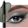 Erinde Matita Ombretto Verde Bottiglia con Glitter, Green Eyeshadow Stick Impermeabile e a Lunga Durata, Matita Eyeliner in Crema Brillante, Penna per il Trucco Occhi Metallizzata e Scintillante #04