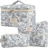 Générique Astuccio da toilette floreale - Set di 3 pezzi in morbido cotone, borsa per il trucco dal design, borsa per il trucco, grande fori per il WC, beauty case da viaggio per donna, cad, Un, Se