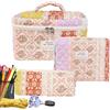 Générique Astuccio da toilette floreale - Set di 3 pezzi in morbido cotone, borsa per il trucco dal design, borsa per il trucco, grande fori per il WC, beauty case da viaggio per donna, cad, d, Se