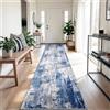 DEFYNEE Tappeto passatoia da 80 x 300 cm, antiscivolo, a pelo corto, lavabile, pieghevole, design astratto, per ingresso, cucina, soggiorno e ufficio, grigio blu
