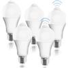 Behogan Lampadina LED E27 con sensore di movimento PIR, confezione da 5, 12 W, bianco caldo, 2700 K, non dimmerabile, angolo del fascio 120°, 1100 lumen, IRC 80, lampada per corridoio, garage, scale