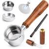 PLCatis Portafiltro Senza Fondo 51mm 3 Orecchie per Caffè | Set con Cestello Filtro in Acciaio Inox Strumento WDT e Anello Magnetico Compatibile DeLonghi Dedica EC680 EC685 EC885