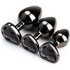 Solo Sexxy Set di 3 giocattoli anali in metallo di lusso a forma di cuore, kit di plug anali con punto G, per adulti, plug anali gay per donne, uomini, regali sessuali per coppie grandi/medio/piccolo (nero)