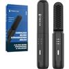 VIKICON - Pettine lisciante per barba da uomo, senza fili, 3 livelli di temperatura regolabili, spazzola ionica ricaricabile, per capelli e barba, anti-scottatura, portatile (nero)