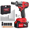 HSHa Avvitatore a percussione senza fili, pistola a percussione senza spazzole da 1/2, chiave elettrica da 2500 giri/min, coppia massima 550 N.m con 4 prese, 12 punte per cacciavite, batteria da 4,0 Ah e