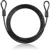 Skrfren Cavo passante, fune in acciaio con occhielli, 2 m x 4 mm, colore nero, con occhielli, cavo di sicurezza per lucchetto di bicicletta, corda in acciaio rivestito in plastica, colore nero