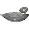 HomeLava Lavabo da Appoggio in Vetro Temperato Forma Foglia Grigio Lucido Vetro Temperato Vasca Lavabo Lavabo Lavabo Lavabo Con Rubinetto Cascata Anello di Montaggio e Scarico Acqua Set
