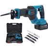 KATSU Tools Sega a Gattuccio, Seghe Alternative a Batteria KATSU FIT-BAT 21V con 3,0 Ah Batteria, 4 Lame, Lunghezza Corsa 28mm, Velocità Variabile, per Tagliare Legno e Metallo