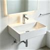 NUESTRA VIDA Lavabo rettangolare da 51 x 36 cm, da appendere a parete e da appoggio, in ceramica bianca, per WC degli ospiti e bagno, con foro per rubinetto