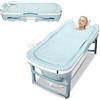 Daromigo Vasca da bagno pieghevole XL, 132 x 60 x 50 cm, per adulti, portatile, pieghevole, con copertura e rulli massaggianti, cestello, pieghevole, per bagno, doccia e balcone