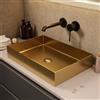 Ceramia Timeless Lavabo da Appoggio 55x38 cm Inox 304 | Senza Troppopieno | Piletta Oro Spazzolato | Installazione Facile