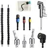 Qiyiche 10 Pezzi Set di Punte di Prolunga per Cacciavite, 2 Adattatore per Trapano ad Angolo Retto a 105 Gradi, Accessori Avvitatore, Magnetico Socket Bit Holder (1)