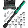Uharbour Chiave Dinamometrica Digitale 3/8 6,8-135 Nm - Set 16 Pezzi con Precisione ±1%, 9 Memorie & 500 Registrazioni - Vibrazione, Buzzer e LED - Per Bici, Moto e Auto