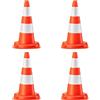 Wiltec Coni stradali 50 cm di altezza 4 pezzi, coni segnaletici per la messa in sicurezza, pilone catarifrangente, birillo di segnalazione in PVC resistente per cantieri edili