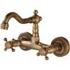 dijiusidy Rubinetto per acqua calda e fredda per lavabo da cucina, montaggio a parete, doppia maniglia, girevole, facile da regolare, rubinetto parete per cucina, due maniglie a croce, montaggio per