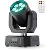 Fieryzeal Mini 30W Teste Mobili Luce da Festa, 6 LED RGBW Spot Beam con Telecomando Wash Luci Palcoscenico Angolo del Fascio di 25° Controllo Vocale Strobo per Matrimoni Bar Discoteche Natale