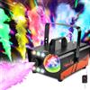 Hakuta, macchina per nebbia, 600 W, con luci a sfera da discoteca e luci LED RGB a LED, 2300 CFM spray con funzione di spruzzo automatica, ideale per feste