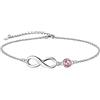 Suplight Cavigliera Donna Argento 925 con ciondolo infinito pietra di nascita tormalina rosa mese ottobre Cavigliera Catenina Argento con Pietra Ipoallergico Gioiello da Spiaggia