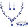 Clearine Set di gioielli da sposa per donne, spose e damigelle d'onore, marquise, strass, cristalli, fiori, foglie, grappolo, collana a Y, orecchini pendenti e bracciale, set per feste di ballo di
