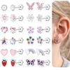 KALVICA 12 Paia Orecchini Bambina Anallergici Set Orecchini Acciaio Inossidabile | Anallergici Placcati Oro 14k Orecchini Bimba con Chiusura Piatta a Fiore Piccoli Cuore Carino Gioielli Bambina Donne Regalo