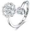 HUKKUN Anello a punto e virgola in argento sterling incoraggiamento io sono abbastanza fiore di loto regolabile wrap anello semi colonnello gioielli donne, Argento sterling