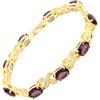 Rizilia Bracciale Tennis XOXO da Donna - Zirconi Cubici CZ con Taglio Ovale [Ametista Viola Simulato] Placcato Oro Giallo 14K, 18cm (7)