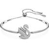 Swarovski Bracciale rigido Swarovski Iconic Swan, Cigno, Bianco, Placcato rodio