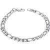 PROSTEEL Uomo ragazzo Bracciale Catena Incisione Strisce da Uomo in Acciaio Inossidabile, argento, lunghezza: 21 cm per uomo, Catena Figaro, Larghezza: 6 mm
