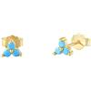 Ayoiow Orecchini Oro 925, Orecchini A Bottone Turchese Oro Trifoglio Orecchini Donna