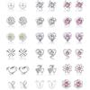 YADOCA 18 Paia di Orecchini in Argento Sterling 925 per Donne Ragazze Kinder Cubic Zirconia Perla Cristallo Cuore Rotondo Fiore Farfalla Piccola Cartilagine Orecchini Gioielli