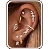 Dochais 8 Paia Orecchini Oro Set Cerchietti Flatback Medica Orecchini a Lobo Set Ipoallergenico Chirurgico Acciaio Orecchini Donna Piccolo Orecchino Oro Argento Cartilagine Conch Tragus Elice Piercing