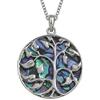 Kiara Jewellery - Collana reversibile con ciondolo a forma di albero della vita celtico intarsiato su entrambi i lati con conchiglia di abalone verde bluastro, catenina da 46cm