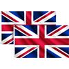 COCOSY 2 Pezzi Bandiera Gran Bretagna (United Kingdom/Great Britain) 90x150 cm 100% Poliestere UK Britannica con Occhielli in Ottone - Resistente alle intemperie & Duratura Flag per Sport & Festività