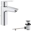 Grohe QUICKFIX Start / Miscelatore monocomando per lavabo da bagno con set di rifiuti pop-up / Facile da installare con QuickTool / con tecnologia a risparmio idrico / Cromo / 23455002