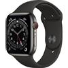 Apple Watch Series 6 Acciaio inossidabile 44 mm (2020) | Grafite | cinturino sportivo nero - premium