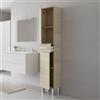 Dmora - Mobile colonna Wilmington, Pensile bagno con 2 ante e 1 cassetto, Armadio alto, 35x31h182 cm, Rovere
