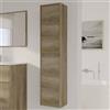 Dmora - Mobile colonna Salinas, Mobile bagno a 2 ante, Armadio pensile sospeso, Mobiletto multiuso moderno, 30x26h140 cm, Quercia