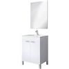 Dmora - Mobile sotto lavabo NewYork, Mobiletto per bagno, Armadio a 2 ante con specchio, 60x45h80 cm, Bianco lucido