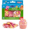 dekora - Zuccherini decorativi per dolci Mix Peppa Pig, Sprinkles per torte e cupcake, Codette colorate di zucchero, Decorazioni commestibili per torte di compleanno per bambini, Senza glutine 70g